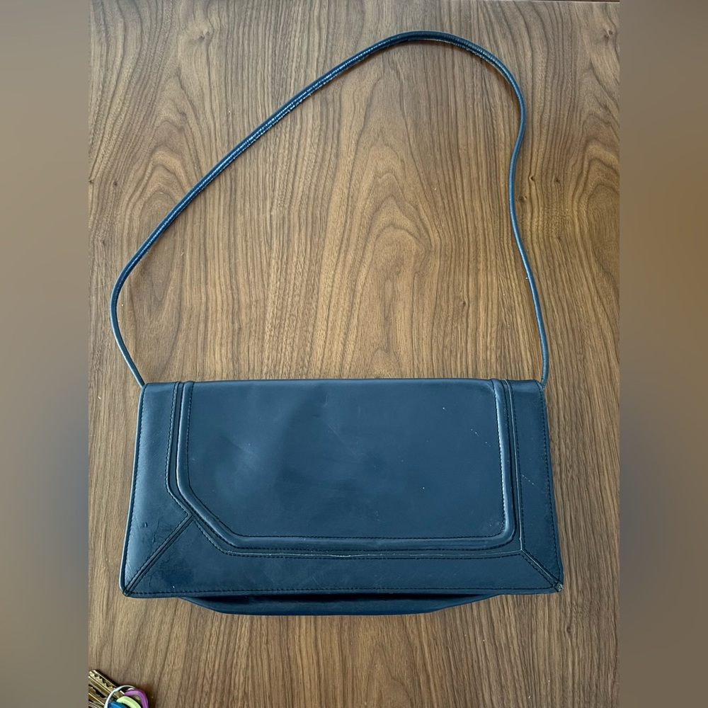 Vintage Navy Leather Crossbody Bag‎
